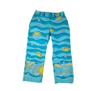 Lily Pulitzer Cropped Pants Girls 10 (28x23) Beach Blue Summer Ocean